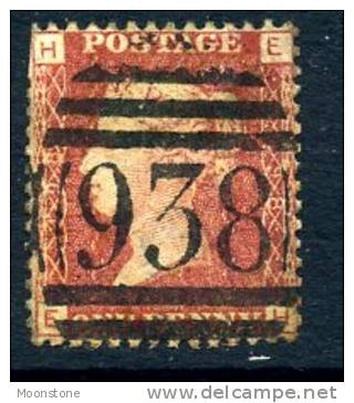 GB QV 1858-79 1d Plate 198, Corner Letters HE, Used - Oblitérés