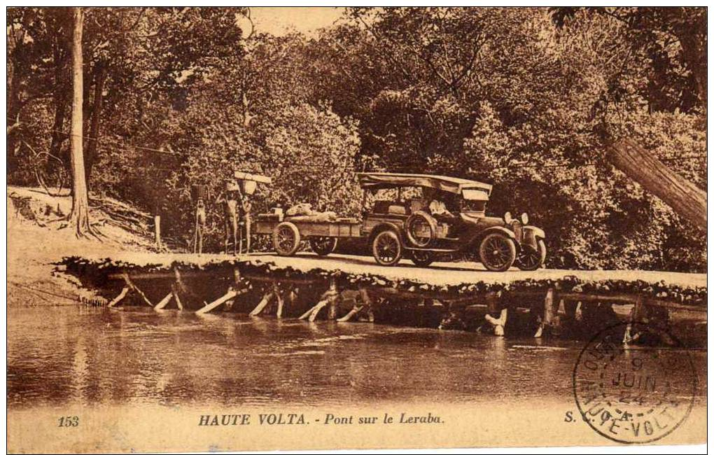 Afrique: Haute-Volta, Burkina-Faso: Pont Sur Le Leraba, Vieille Voiture, Datée Du 9 Juin 1924 à Ouagadougou - Burkina Faso