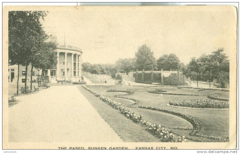 USA – United States – The Paseo, Sunken Garden, Kansas City, MO, 1920s Used Postcard [P6032] - Kansas City – Missouri