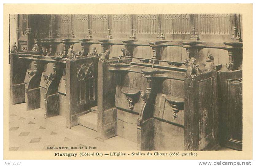 21 - FLAVIGNY - L'Eglise - Stalles Du Choeur (côté Gauche)  (Ed. Mairet, Hôtel De La Poste) - Venarey Les Laumes