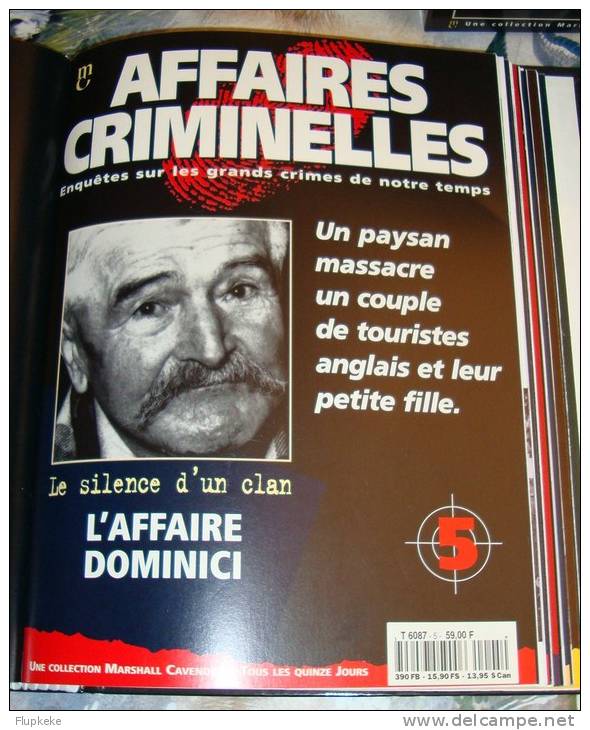 Affaires Criminelles Collection complète, Classeurs + Revues + VHS  + Coffrets Marshall Cavendish 1995