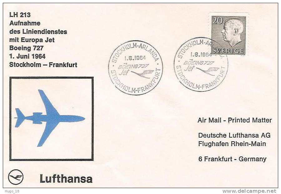 FFC  Stockholm-Frankfurt   Lufthansa   01/06/1964 - FDC