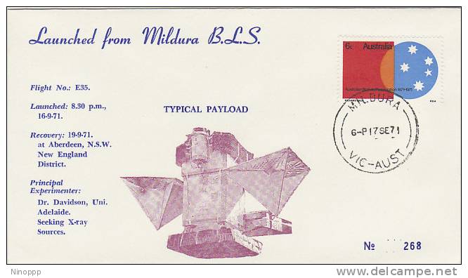 Australia-1971 Typical Payload Flight E 35  Souvenir Cover - Ozeanien