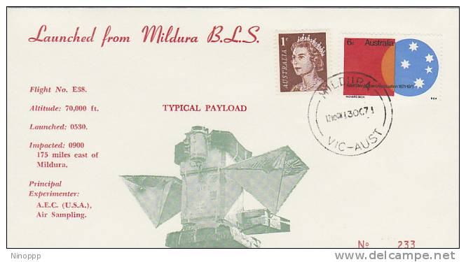 Australia-1971 Typical Payload Flight E 38  Souvenir Cover - Oceania