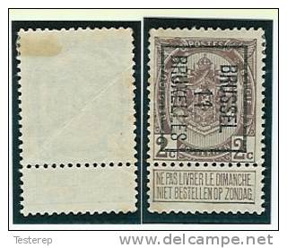 BRUSSEL 11 BRUXELLES 2ct Bruin Pos.B Zeer Lichte Plooi Zie Scan - Roulettes 1910-19