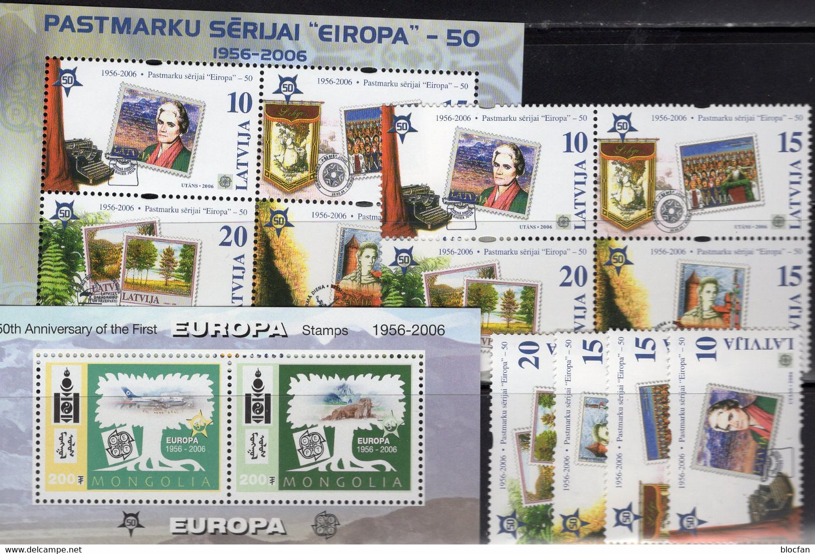 Eisenbahnen EUROPA Mongolei Block 360,Lettland 656/9,VB+Bl.21 ** 14€ Yak Bloc Bloque Hoja Ss Sheet Ms 50 Years CEPT - 2006