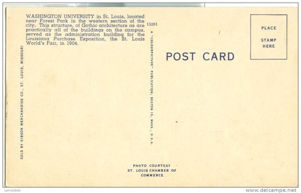 USA – United States – Washington University, St. Louis, Missouri, Unused Linen Postcard [P6059] - St Louis – Missouri