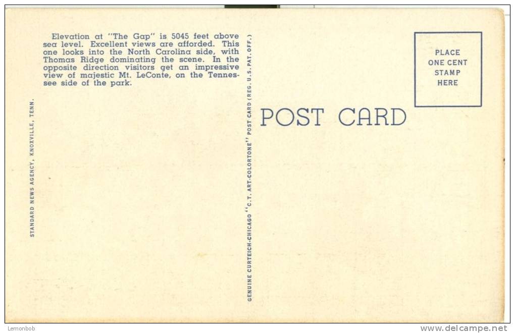 USA – United States – Newfound Gap, Center Of The Great Smoky Mountains National Park, Unused Linen Postcard [P6064] - USA National Parks