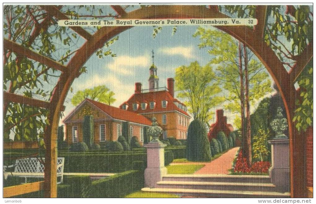 USA – United States – Gardens And The Royal Governor's Palace, Williamsburg, VA, Unused Linen Postcard [P6069] - Other & Unclassified