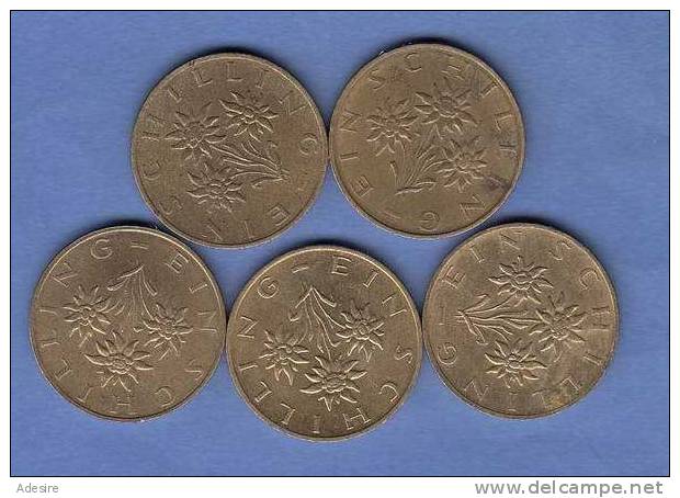 Münze Austria, 5 X 1 Schilling (1986,1990,1997,1997,1998 ) - Austria