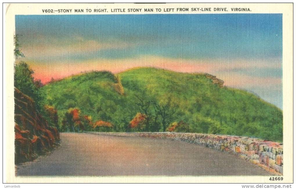 USA – United States – Stony Man To Right, From Skyline Drive, Virginia, Unused Linen Postcard [P6090] - Other & Unclassified