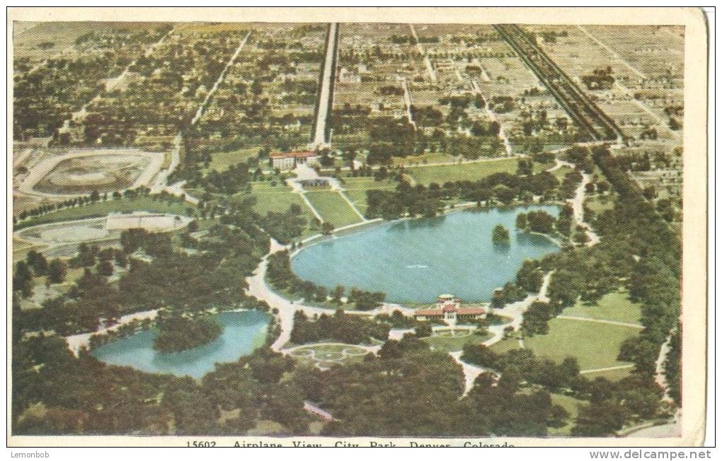 USA – United States – Airplane View, City Park, Denver, Colorado, 1930s Unused Postcard [P6091] - Denver