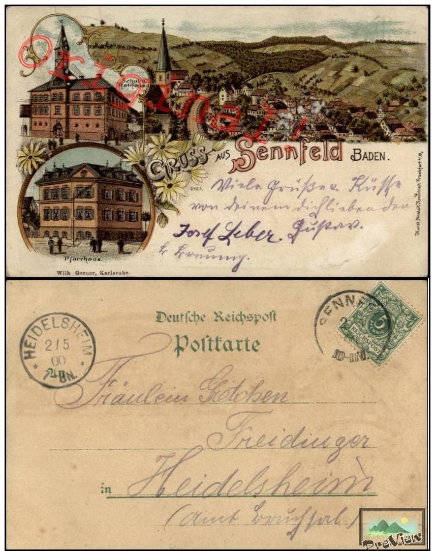 Sennfeld Adelsheim TOP Farblitho Gruss Aus 1900 - Schweinfurt