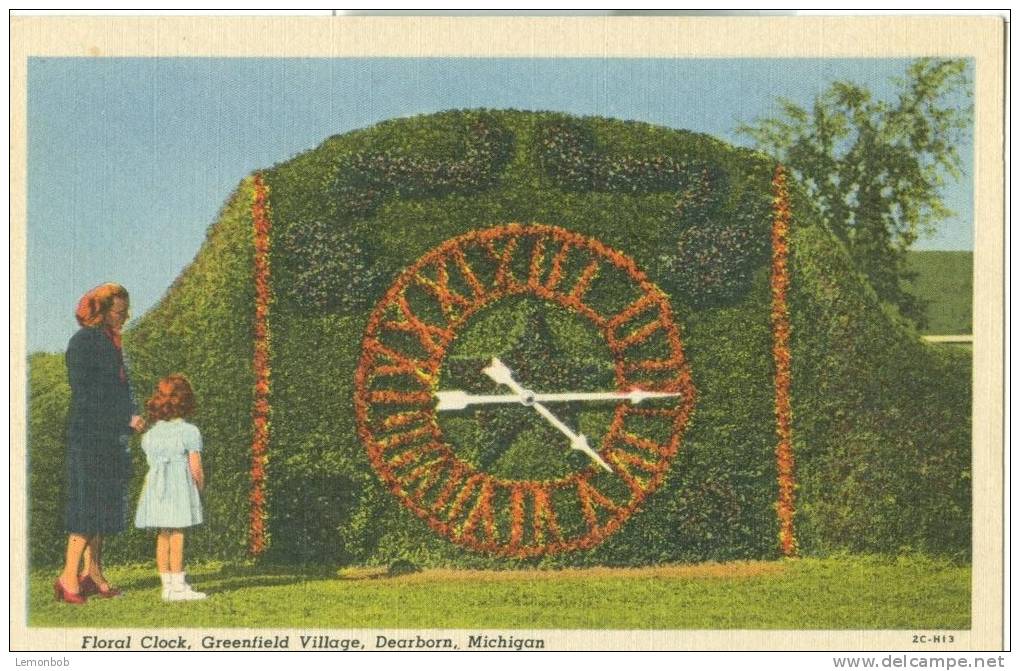 USA – United States – Floral Clock, Greenfield Village, Dearborn, Michigan, Unused Postcard [P6096] - Dearborn