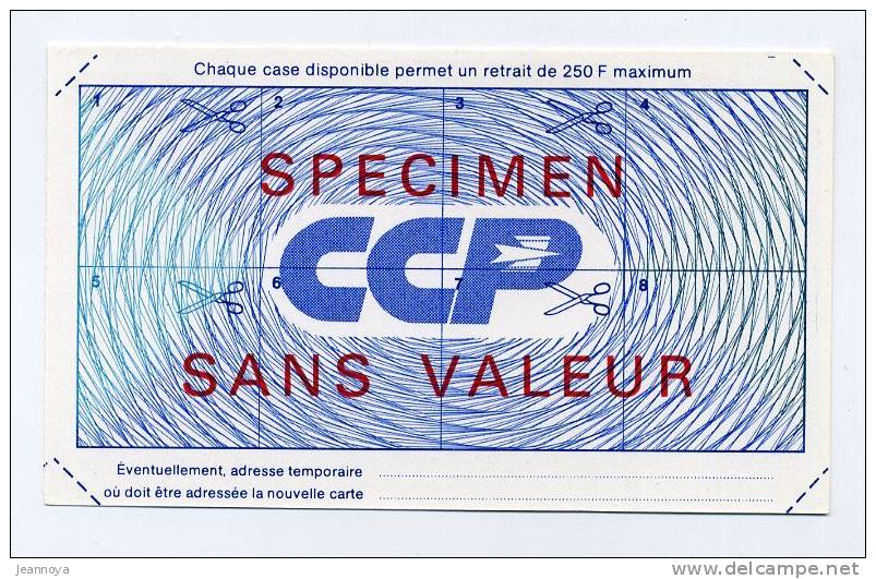 FRANCE - SPECIMEN DE CARTE DE PAIEMENT DE C.C.P. - SUP - Specimen