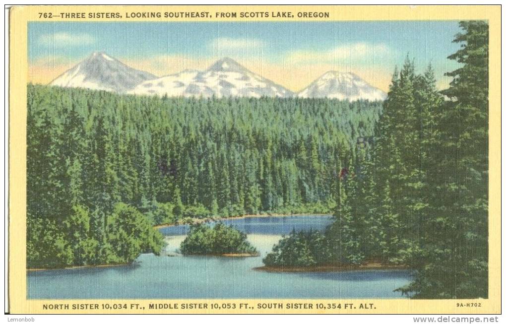 USA – United States – Three Sisters, Looking Southeast From Scotts Lake, Oregon, Used Linen Postcard [P6127] - Autres & Non Classés