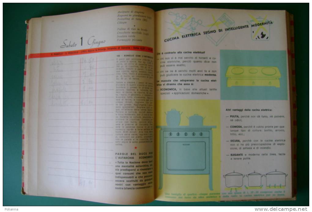 PEA/21 IL LIBRO DI CASA Ed.Domus 1940/AGENDA/RICETTE - House & Kitchen