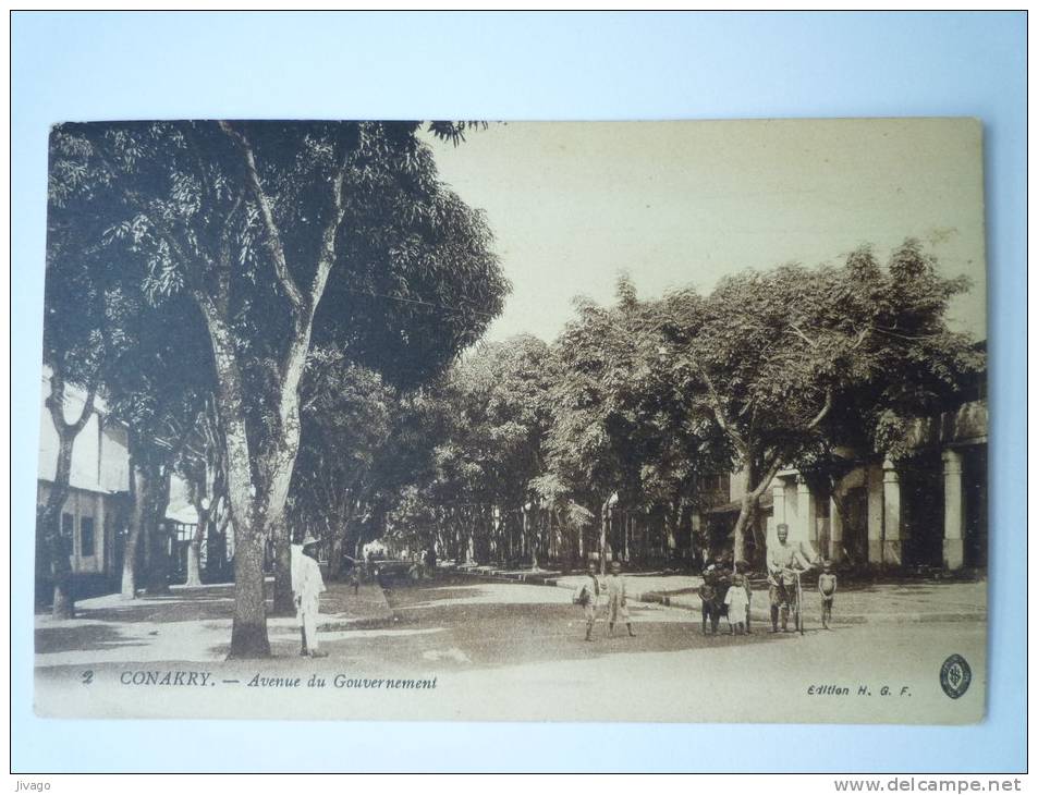 GUINEE  :  CONAKRY  -  Avenue Du  Gouvernement  -  Carte Sépia  Animée - Guinée Française