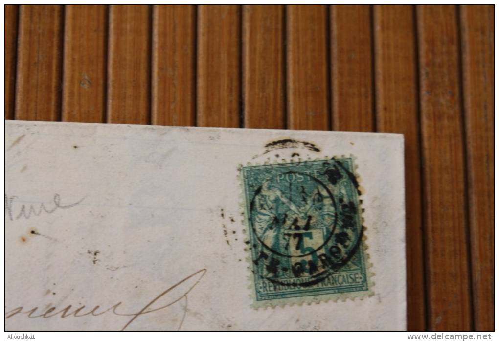 1877 LETTRE  FACTURE:FOURCADE TOULOUSE &gt;ST ETIENNE LOIRE P/ NEGOCIANT A LIMOUX AUDE TIMBRE TYPE SAGE VERT 5C MARCOPHI - 1877-1920: Semi Modern Period