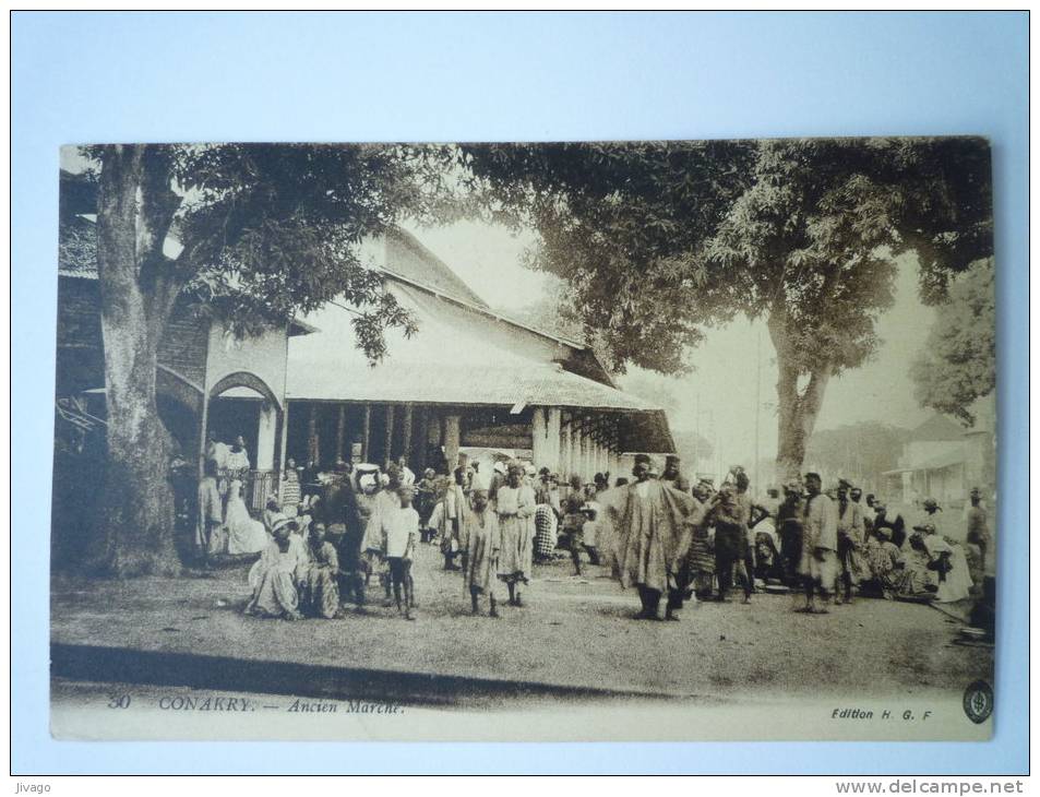 GUINEE  :  CONAKRY  - Ancien  Marché  -  Carte Sépia  Animée - Guinée Française