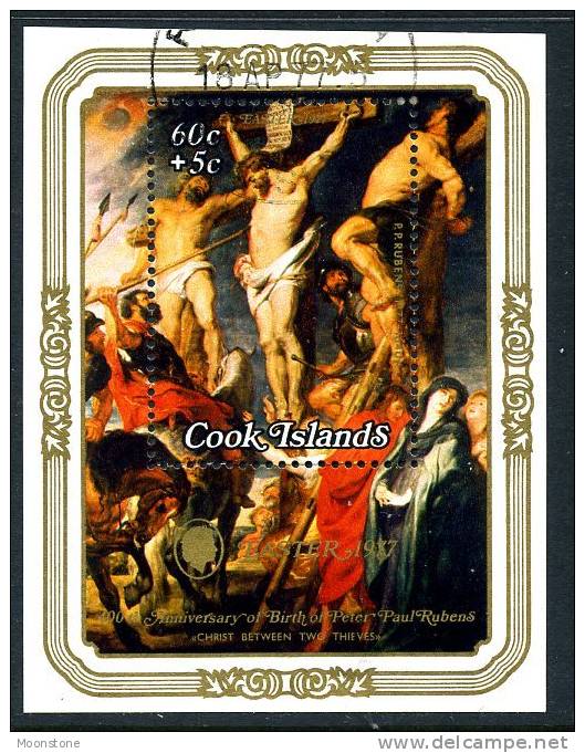 Cook Islands 1977 Easter Paintings Rubens Sheetlet, Used/CTO (A) - Cook Islands