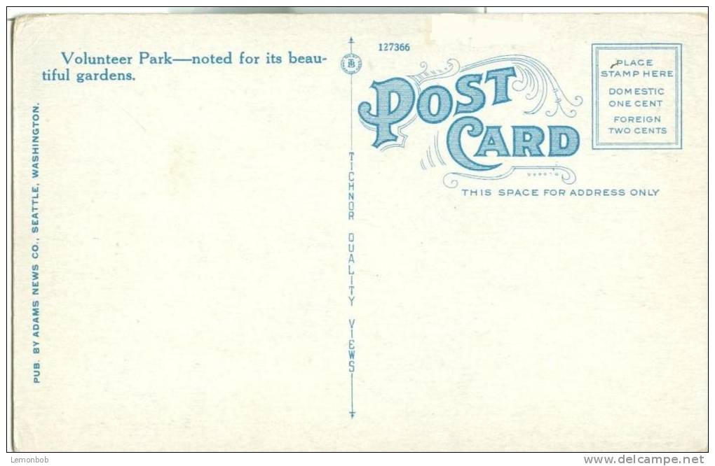 USA – United States – Rose Gardens Of Volunteer Park, Seattle, Washington, 1920s Unused Postcard [P6163] - Seattle