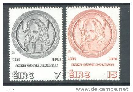 1975 IRELAND ST. OLIVER PLUNKETT MICHEL: 331-332 MNH ** - Ungebraucht