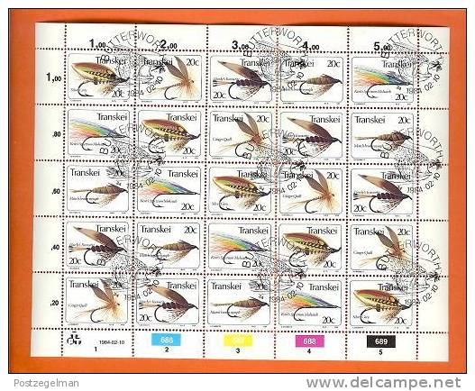 TRANSKEI 1984 CTO Sheet Fishing Flies 132-136 - Transkei