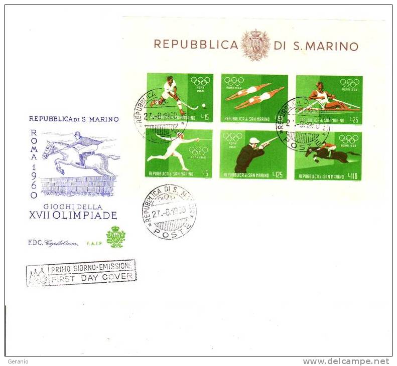 FDC FOGLIETTO OLIMPIADI 1960 - Lettres & Documents