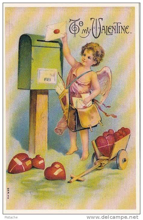 REPRODUCTION - Valentine's - Valentine - Saint-Valentin - Cherub Chérubin - 2 Scans - Valentine's Day