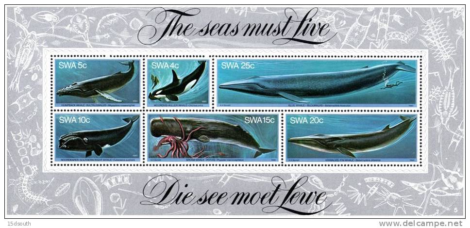 South West Africa - 1980 Whales MS MNH** - Wale