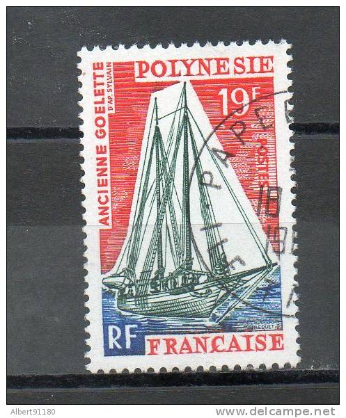 POLYNESIE Bateaux (Goélette) 19f Rouge Outremer Vert Lilas Foncé  1966 N°40 - Oblitérés