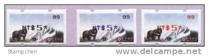2008 Taiwan ATM Frama - Black Bear - Black,blue,red  - No. 99- 3 Pieces Type D Unusual - Oddities On Stamps
