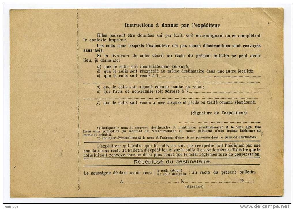 FRANCE - COLIS POSTAUX ALSACE-LORRAINE - DIVERS TP DONT N° 260 & 261 PRE-PERFORÉ - TB - Lettres & Documents