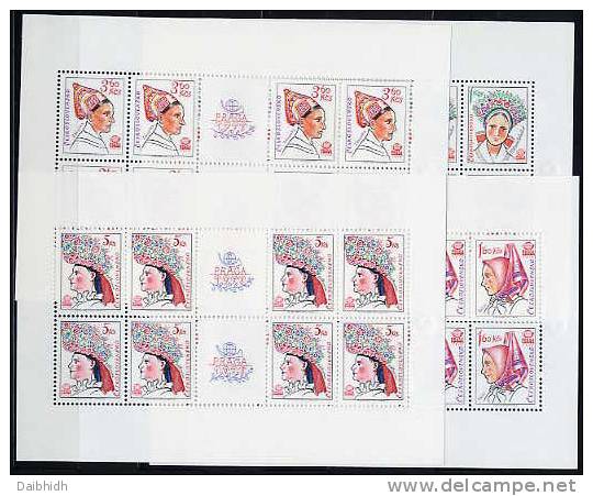 CZECHOSLOVAKIA 1977 Praga 1978 4th Issues Showing Headdresses, In Sheetlets Of 8 MNH / **  Michel 2387-90 Kb II - Unused Stamps