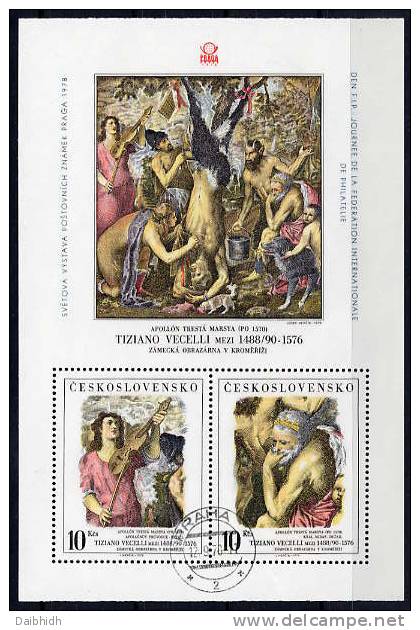 CZECHOSLOVAKIA 1978 PRAGA Exhibition Block  With Titian Painting And Overprint For FIP Day, Used.. Michel Block 38 - Gebruikt