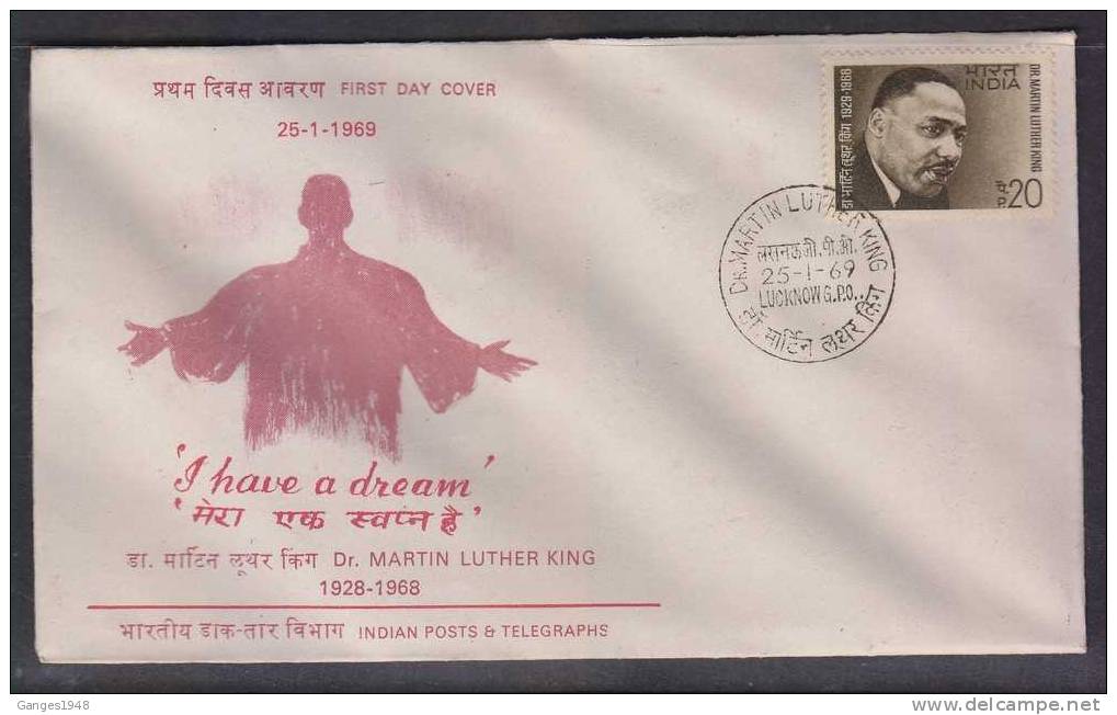 1969  Martin Luther King  LUCKNOW  FDC  # 21930  India Inde Indien - Martin Luther King