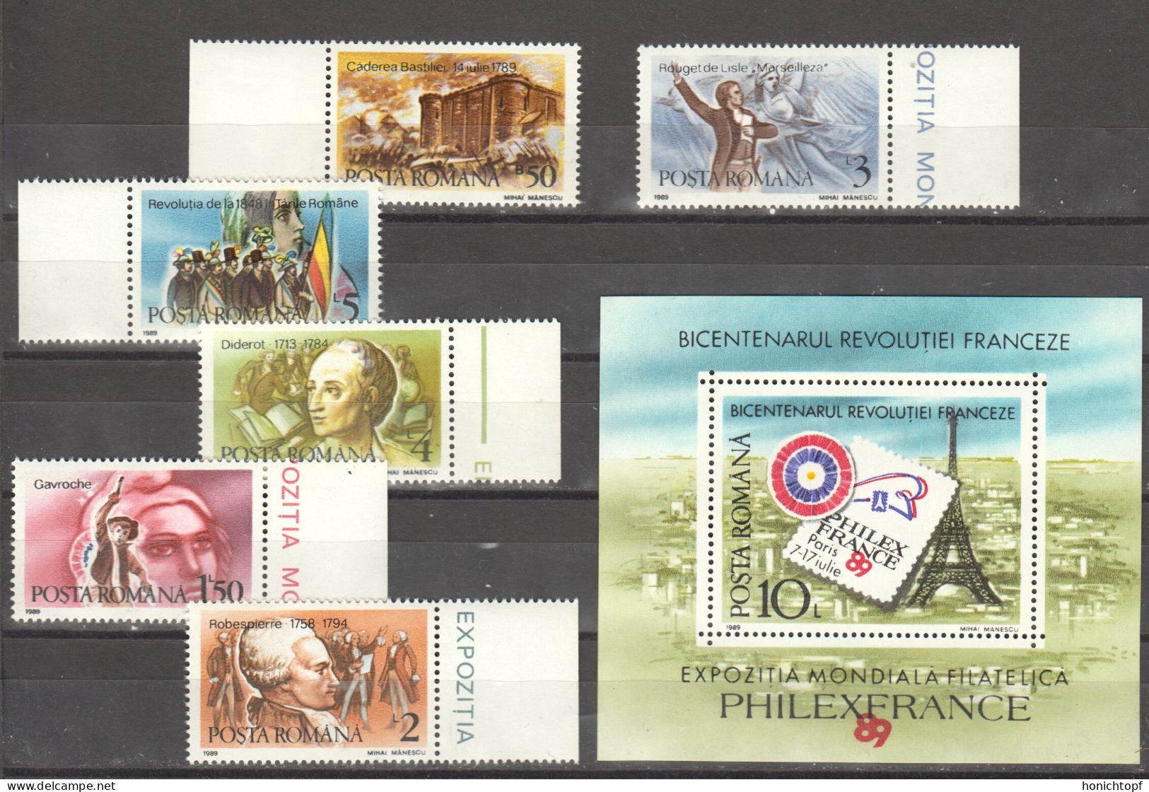 Rumänien; 1989; Michel 4568/73 Und Block 256 **; Philexfrance Paris - Unused Stamps