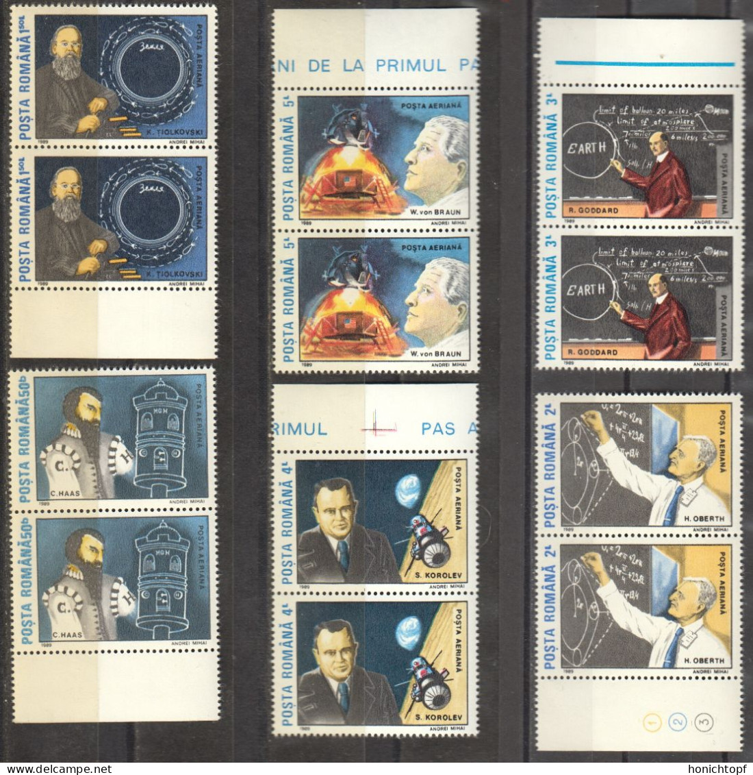 Rumänien; 1989; Michel 4575/80 **; Mondlandung 20 Jahre, Doppelt - Unused Stamps