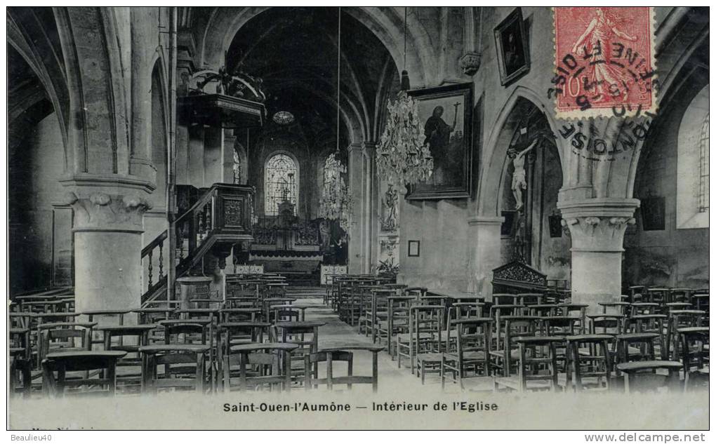 SAINT-OUEN L'AUMONE    INTERIEUR DE L'EGLISE   CARTE PHOTO-EMAIL BRÉGER FRÈRES PARIS - Saint-Ouen-l'Aumône