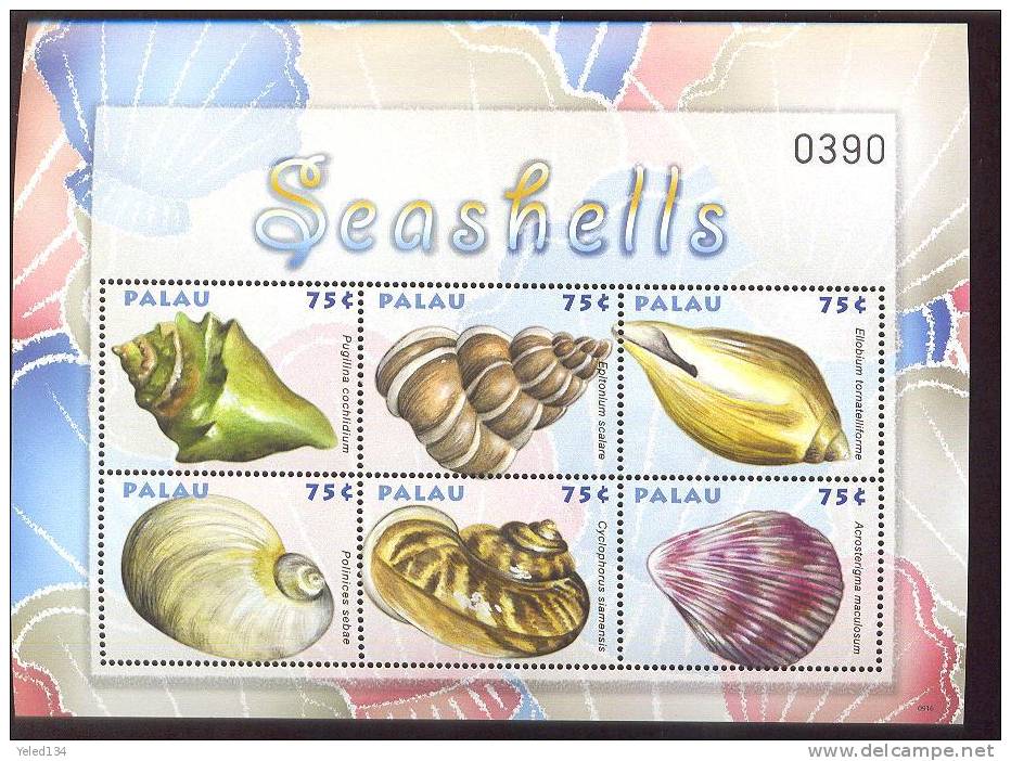 PALAU   967  MINT NEVER HINGED MINI SHEET OF FISH-MARINE LIFE  #  M-780-2  (  0916   SHELLS - Vita Acquatica