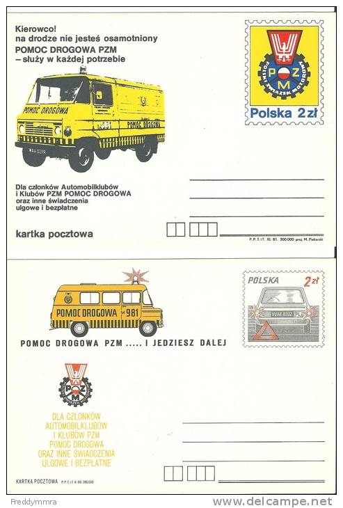 Pologne: 2 Cartes Postales ( Secour Sur Route) - Accidents & Road Safety