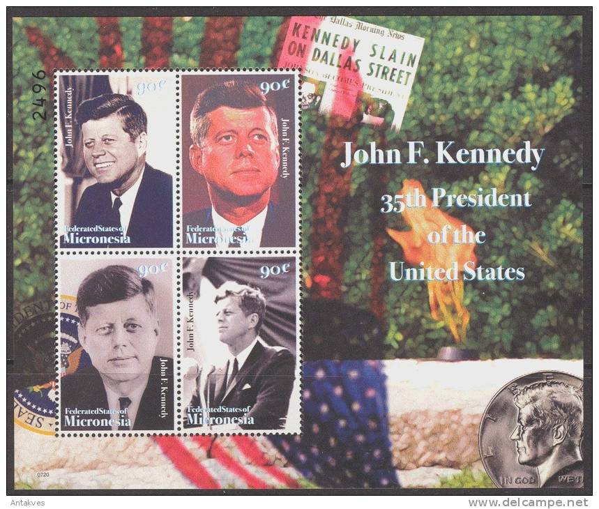 Micronesia 2008 John F.Kennedy Coins Sheet Of 4 MNH - Kennedy (John F.)