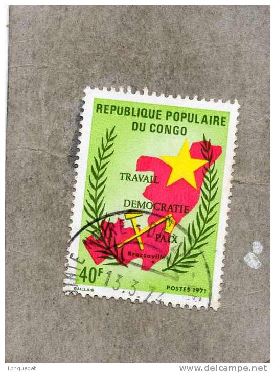 CONGO : Carte Du Congo Et Devise : Travail, Démocratie, Paix - - Gebraucht