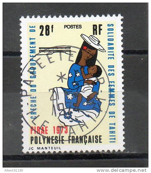POLYNESIE Crèche De Solidaritée 28f Multicolore 1973 N°93 - Oblitérés
