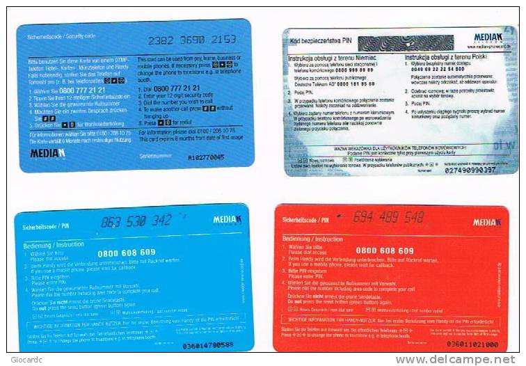 GERMANIA (GERMANY) - MEDIAN TELECOM  (REMOTE) -  LOT OF DIFFERENT         - USED ° - RIF. 5900 - Cellulari, Carte Prepagate E Ricariche