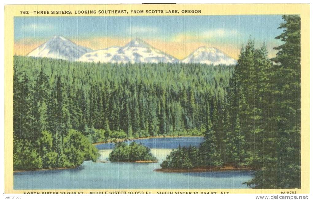 USA – United States – Three Sisters, Looking Southeast, From Scotts Lake, Oregon, Unused Linen Postcard [P6180] - Autres & Non Classés