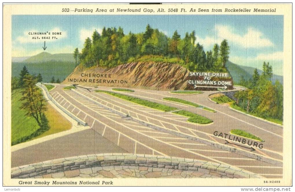 USA – United States – Parking Area At Newfound Gap, Great Smoky Mountains National Park Unused Linen Postcard [P6181] - USA National Parks