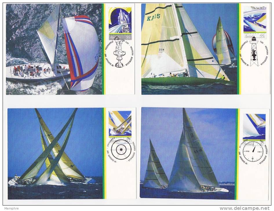 1987  America Cup Set Of 4 - Cartes-Maximum (CM)