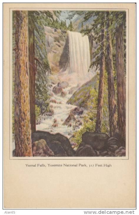 Yosemite National Park California, Vernal Falls, C1920s/30s Vintage H.S. Crocker Co. Postcard - USA National Parks